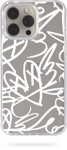 Oriental case iPhone 14 pro transparent silicone shockproof case Graffiti Love 2.0 White (3.2) pr_0062355  in the online store Oriental Case in Kyiv from the Ukrainian brand Orientalcase ✅