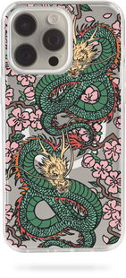 Oriental case iPhone 13 transparent MagSafe case Dragons Animals With Flowers (5.2) pr_0056309  in the online store Oriental Case in Kyiv from the Ukrainian brand Orientalcase ✅
