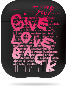 Чохол Oriental case чорний матовий силіконовий для AirPods 1/2 Give Love Back 2.0 Pink (13.23) pr_0065684  купити в інтернет-магазині Oriental Case в Києві від українського бренду Orientalcase ✅