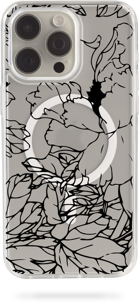 Чохол Oriental case iPhone 14 pro max прозорий MagSafe Flowers Graphic Black (1.9) pr_0047605  купити в інтернет-магазині Oriental Case в Києві від українського бренду Orientalcase ✅