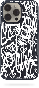 Чохол Oriental case iPhone 15 чорний силіконовий Graffiti Love 3.0 White (3.4) pr_0046373  купити в інтернет-магазині Oriental Case в Києві від українського бренду Orientalcase ✅