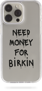 Чохол Oriental case iPhone 16 Pro прозорий пластиковий ROCK Need Money For Birkin Black (31.2) pr_0073657  купити в інтернет-магазині Oriental Case в Києві від українського бренду Orientalcase ✅