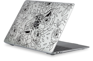 Oriental case transparent MacBook Air 13.6 M2 | M3 (2022-2024) Animals Leo with Flowers Black (8.6) pr_0064609  in the online store Oriental Case in Kyiv from the Ukrainian brand Orientalcase ✅