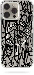 Oriental case iPhone 16 Plus transparent MagSafe case Graffiti Love 3.0 Black (3.4) pr_0069908  in the online store Oriental Case in Kyiv from the Ukrainian brand Orientalcase ✅