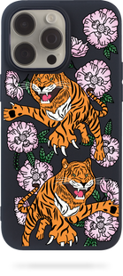 Oriental case iPhone 14 pro max black silicone case Animals Tigers With Flowers (8.4) pr_0048247  in the online store Oriental Case in Kyiv from the Ukrainian brand Orientalcase ✅