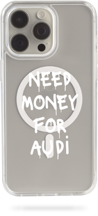 Oriental case iPhone 13 mini transparent MagSafe case Need Money For AUDI White (31.3.2) pr_0061546  in the online store Oriental Case in Kyiv from the Ukrainian brand Orientalcase ✅