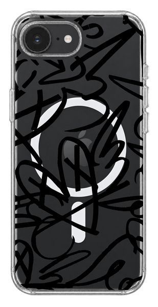 Чохол Oriental case iPhone 16e / 17e прозорий MagSafe Graffiti Love 3.0 Black (3.4) pr_0075068_16e17e купити в інтернет-магазині Oriental Case в Києві від українського бренду Orientalcase ✅