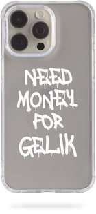 Чохол Oriental case iPhone 12 Pro Max прозорий силіконовий протиударний Need Money For GELIK White (31.4.2) pr_0058398  купити в інтернет-магазині Oriental Case в Києві від українського бренду Orientalcase ✅