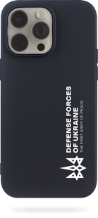 Oriental case iPhone 15 black silicone case Defence Forces Of Ukraine White (30.4) pr_0046448  in the online store Oriental Case in Kyiv from the Ukrainian brand Orientalcase ✅