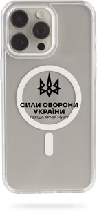 Чохол Oriental case iPhone 15 прозорий MagSafe Сили Оборони України Black (30.1) pr_0045883  купити в інтернет-магазині Oriental Case в Києві від українського бренду Orientalcase ✅