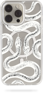 Oriental case iPhone 14 plus transparent MagSafe case Twice Snakes White (8.12.1) pr_0049237  in the online store Oriental Case in Kyiv from the Ukrainian brand Orientalcase ✅