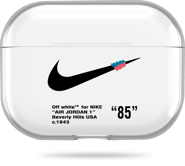 Oriental case transparent silicone case for AirPods Pro 2 Nike off White Black (11.7) pr_0065956  in the online store Oriental Case in Kyiv from the Ukrainian brand Orientalcase ✅