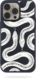 Oriental case iPhone 13 mini black silicone case Twice Snakes White (8.12.1) pr_0062116  in the online store Oriental Case in Kyiv from the Ukrainian brand Orientalcase ✅