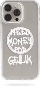 Чохол Oriental case iPhone 14 pro max прозорий MagSafe Need Money For GELIK White (31.4.2) pr_0047529  купити в інтернет-магазині Oriental Case в Києві від українського бренду Orientalcase ✅
