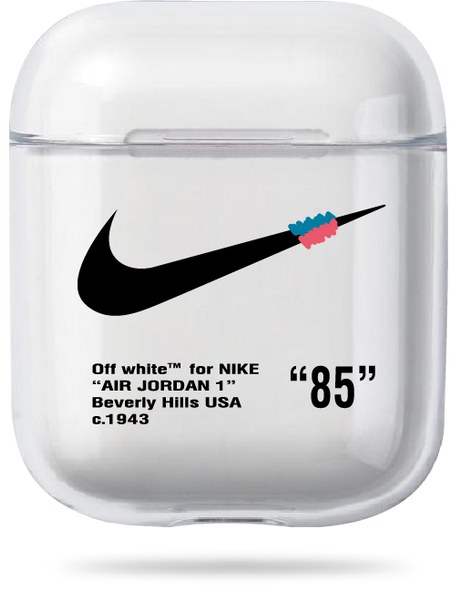 Чохол Oriental case прозорий силіконовий для AirPods 1/2 Nike off White Black (11.7) pr_0065659  купити в інтернет-магазині Oriental Case в Києві від українського бренду Orientalcase ✅