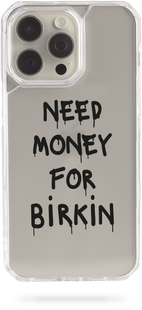 Чохол Oriental case iPhone 16 Pro прозорий пластиковий EVO Need Money For Birkin Black (31.2) pr_0073069  купити в інтернет-магазині Oriental Case в Києві від українського бренду Orientalcase ✅