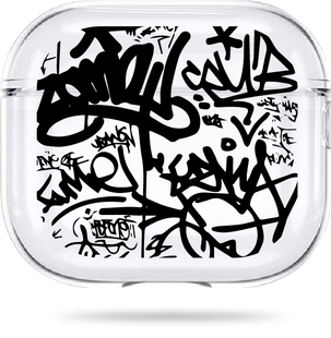 Oriental case transparent silicone case for AirPods 5 Graffiti Black (3.1) AP5-0076502 in the online store Oriental Case in Kyiv from the Ukrainian brand Orientalcase ✅