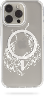 Чохол Oriental case iPhone 14 pro max прозорий MagSafe Tigers White (8.9) pr_0047682  купити в інтернет-магазині Oriental Case в Києві від українського бренду Orientalcase ✅