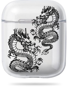 Oriental case transparent silicone case for AirPods 1/2 Animals Dragons Black (5.1) pr_0065662  in the online store Oriental Case in Kyiv from the Ukrainian brand Orientalcase ✅