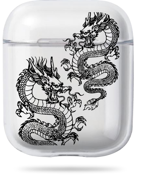 Oriental case transparent silicone case for AirPods 1/2 Animals Dragons Black (5.1) pr_0065662  in the online store Oriental Case in Kyiv from the Ukrainian brand Orientalcase ✅