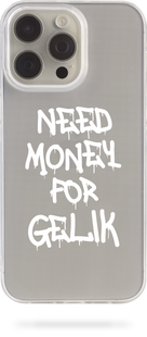 Oriental case iPhone 14 pro transparent silicone case Need Money For GELIK White (31.4.2) pr_0063546  in the online store Oriental Case in Kyiv from the Ukrainian brand Orientalcase ✅