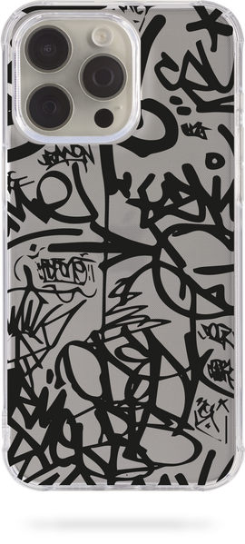 Чохол Oriental case iPhone 14 pro прозорий силіконовий протиударний Graffiti Black (3.1) pr_0062348  купити в інтернет-магазині Oriental Case в Києві від українського бренду Orientalcase ✅