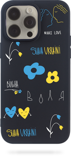 Чохол Oriental case iPhone 14 чорний силіконовий Slava Ukraini White (19.21) pr_0051741  купити в інтернет-магазині Oriental Case в Києві від українського бренду Orientalcase ✅