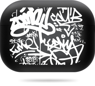 Чохол Oriental case чорний матовий силіконовий для AirPods Pro 3 Graffiti White (3.1) APP3-0065974 купити в інтернет-магазині Oriental Case в Києві від українського бренду Orientalcase ✅