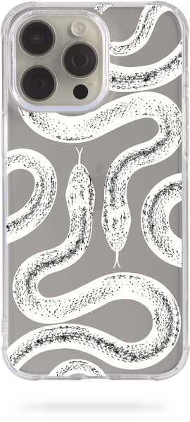 Чохол Oriental case iPhone 14 pro прозорий силіконовий протиударний Twice Snakes White (8.12.1) pr_0062360  купити в інтернет-магазині Oriental Case в Києві від українського бренду Orientalcase ✅