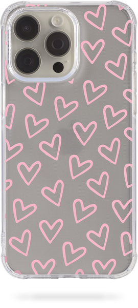 Oriental case iPhone 15 pro transparent silicone shockproof case Heart Spring Pink (18.14) pr_0041818  in the online store Oriental Case in Kyiv from the Ukrainian brand Orientalcase ✅